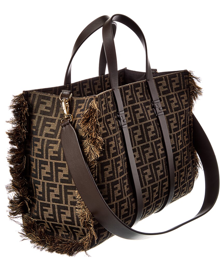 Fendi Summer Ff Jacquard & Leather Tote Rovelle Bags