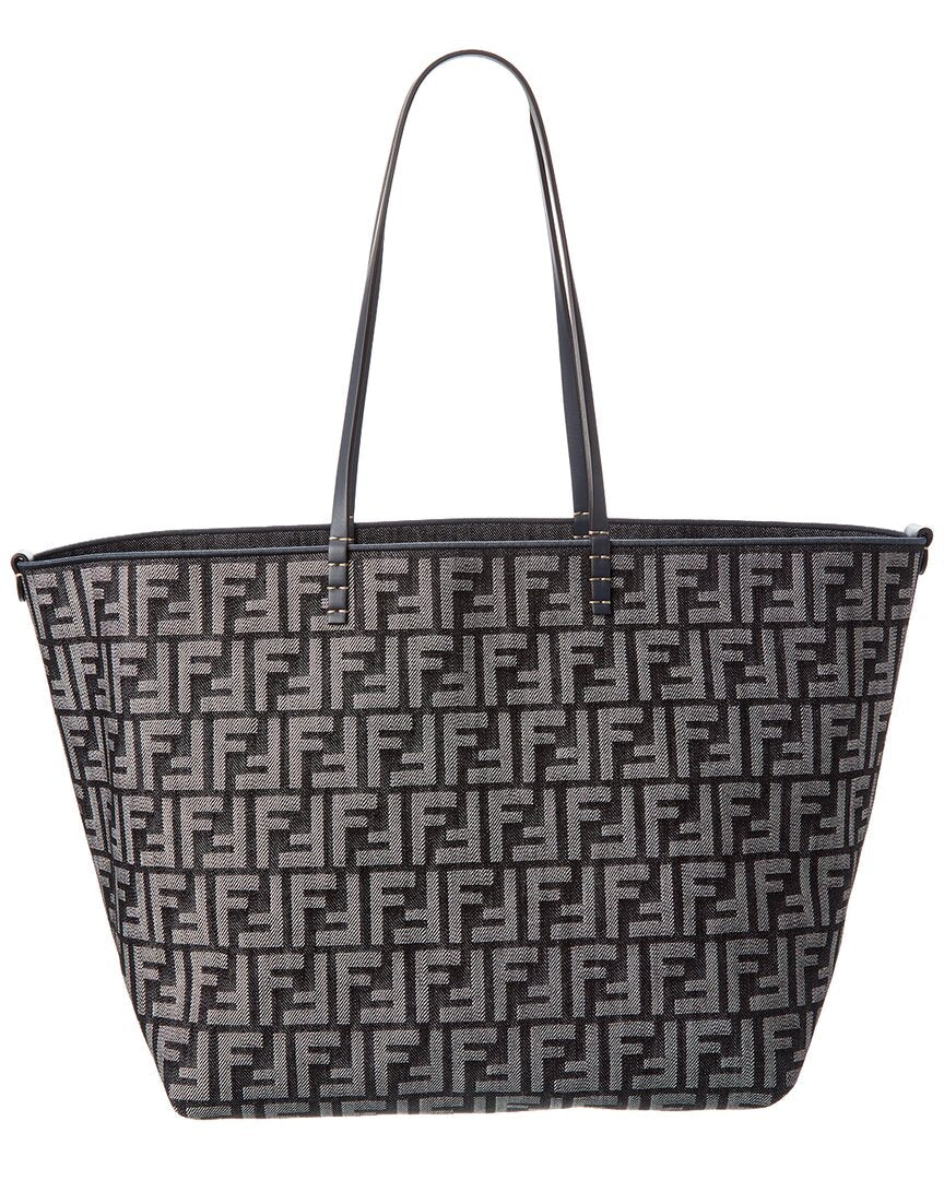 Fendi Roll Large Ff Denim & Leather Tote Rovelle Bags