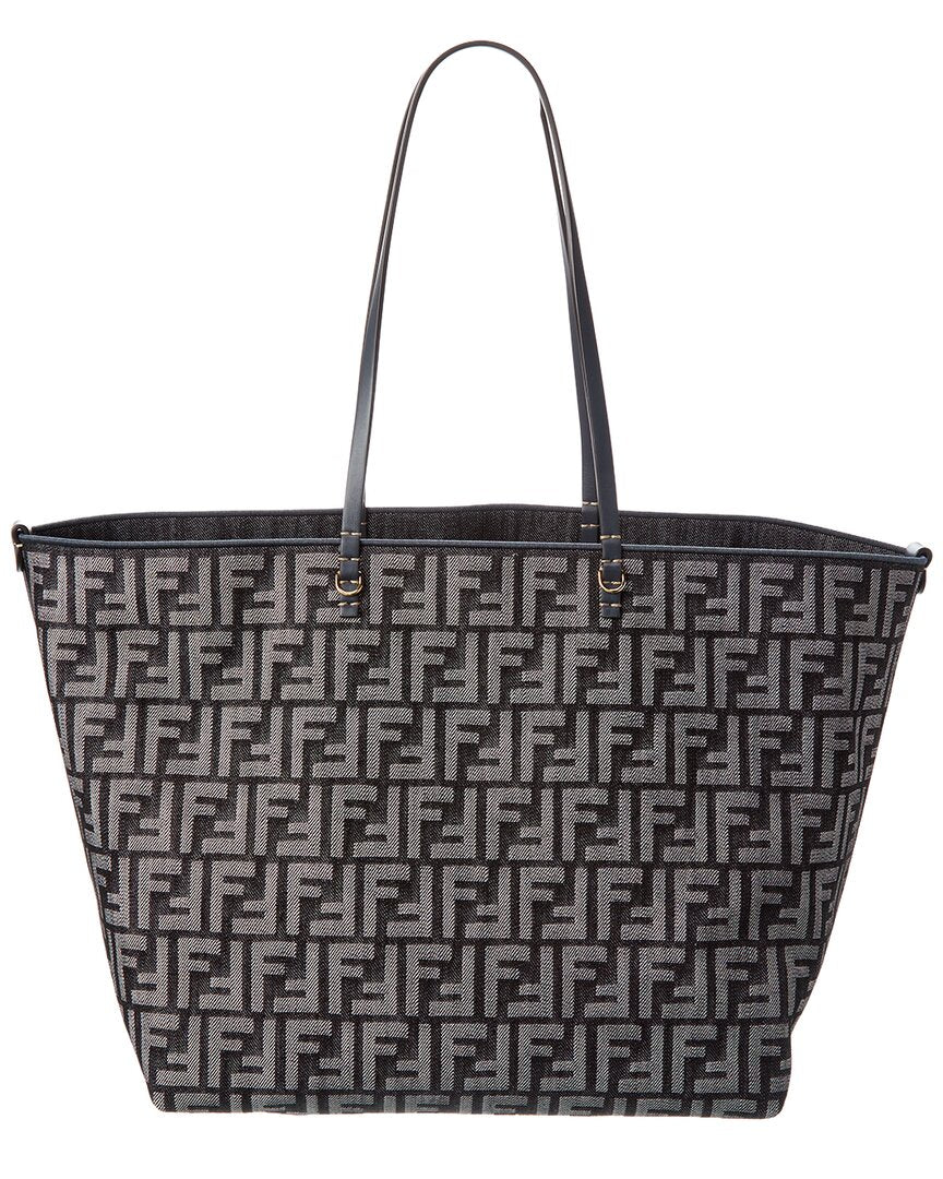 Fendi Roll Large Ff Denim & Leather Tote Rovelle Bags