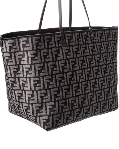 Fendi Roll Large Ff Denim & Leather Tote Rovelle Bags