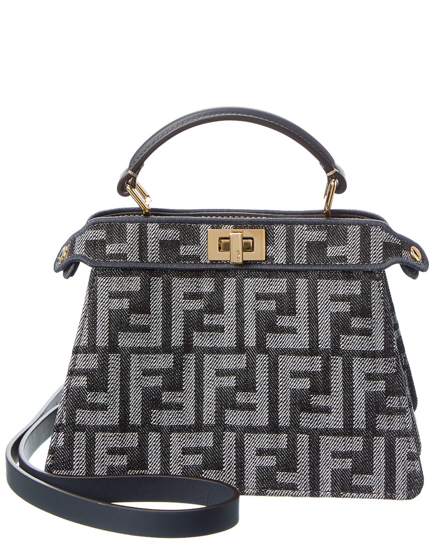 Fendi Peekaboo Iseeu Petite Ff Denim & Leather Tote Rovelle Bags