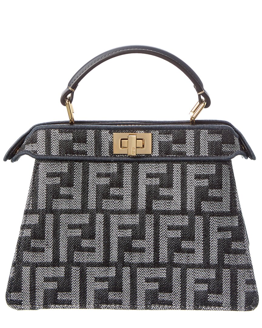 Fendi Peekaboo Iseeu Petite Ff Denim & Leather Tote Rovelle Bags