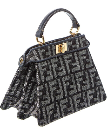 Fendi Peekaboo Iseeu Petite Ff Denim & Leather Tote Rovelle Bags
