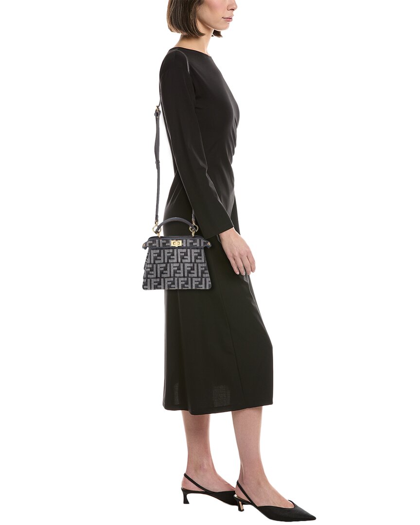 Fendi Peekaboo Iseeu Petite Ff Denim & Leather Tote Rovelle Bags