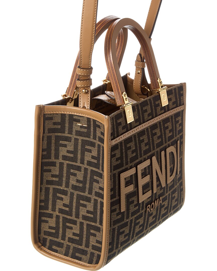 Fendi Sunshine Small Ff Jacquard & Leather Tote Rovelle Bags