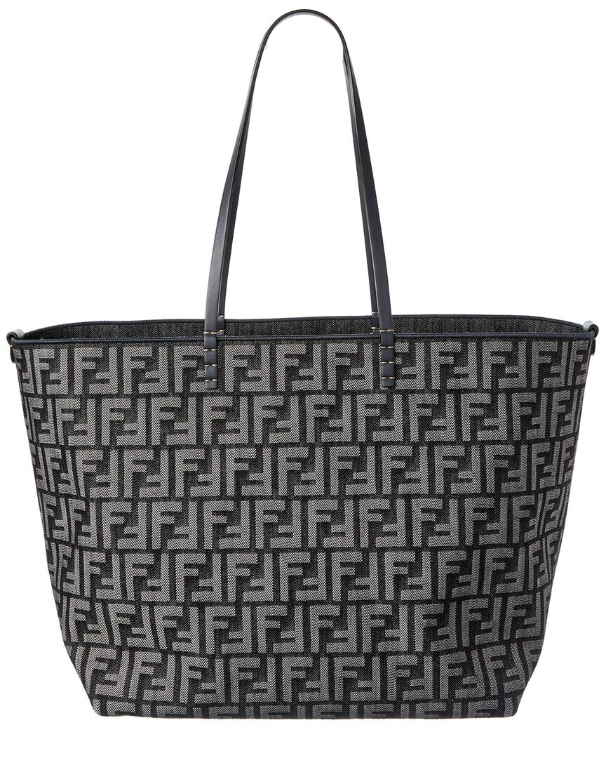 Fendi Roll Large Ff Denim & Leather Tote Rovelle Bags
