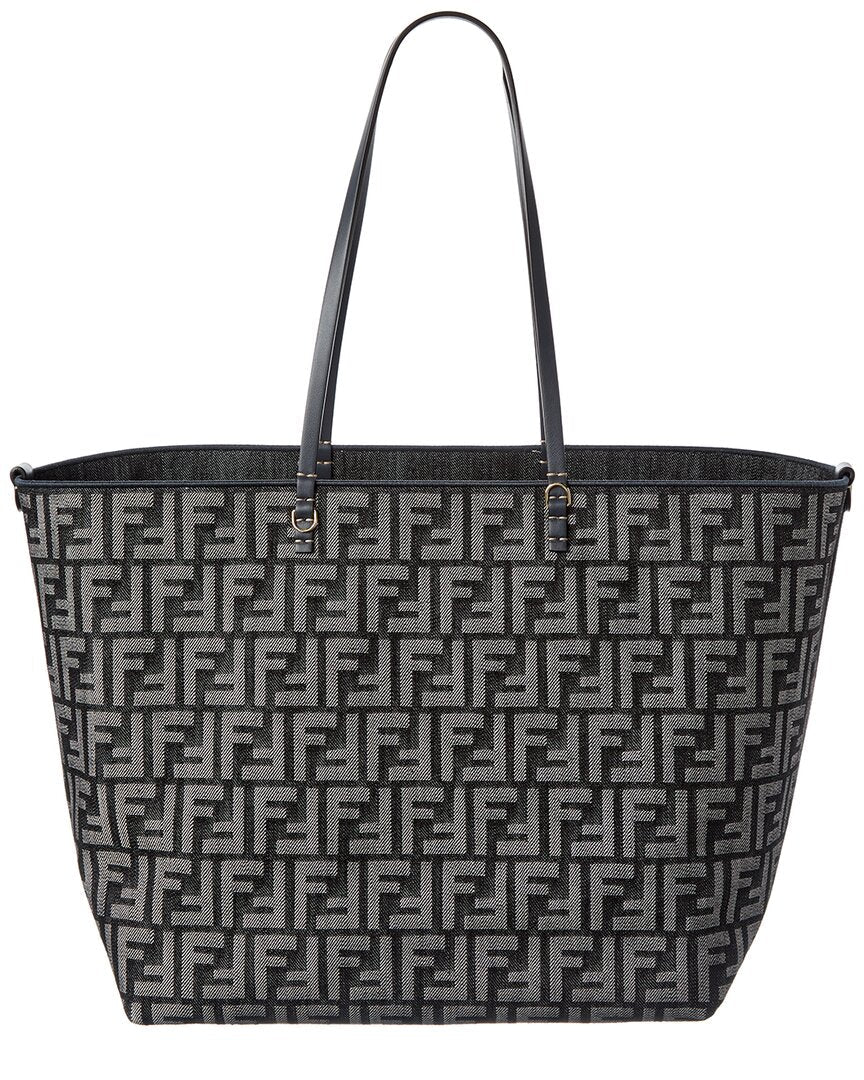 Fendi Roll Large Ff Denim & Leather Tote Rovelle Bags