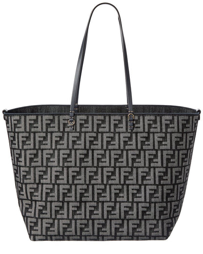 Fendi Roll Large Ff Denim & Leather Tote Rovelle Bags