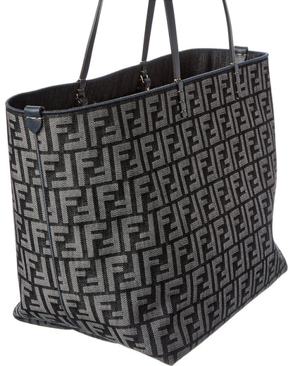 Fendi Roll Large Ff Denim & Leather Tote Rovelle Bags
