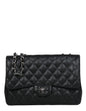Chanel Black Caviar Leather Single Flap Jumbo Rovelle Bags