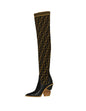 Fendi Brown Black Monogram Zucca Logo Print Sock Boots sz 37.5 Rovelle Bags