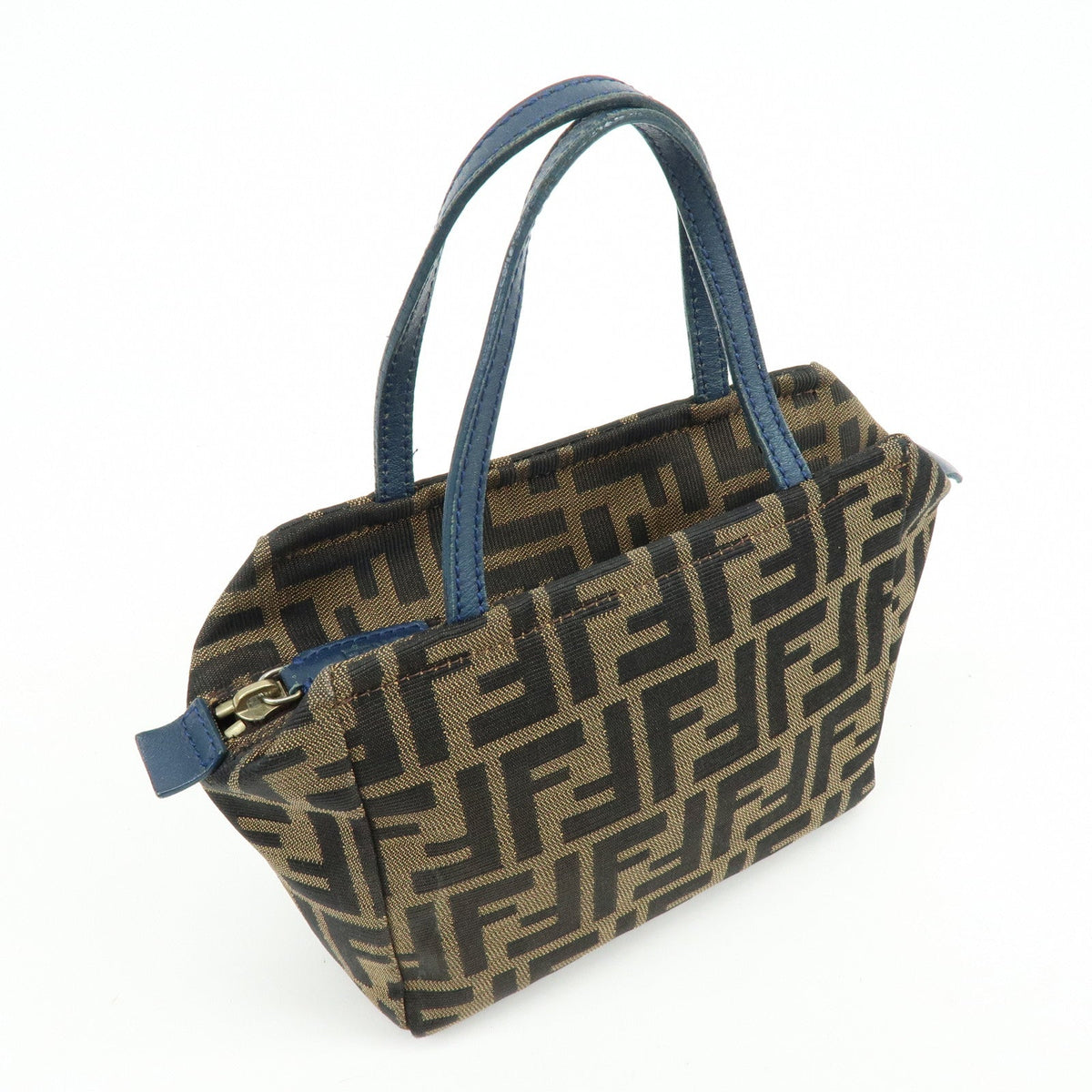 FENDI Zucca Canvas Leather Hand Bag Brown Black Navy 8N0000 Rovelle Bags
