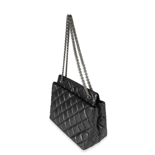 Chanel Quilted Calfskin Black Aged Calfskin Tote Style Rovelle Bags
