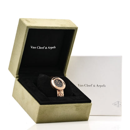 18K Rose Gold Diamond Bezel 32mm Charms Quartz Watch Black