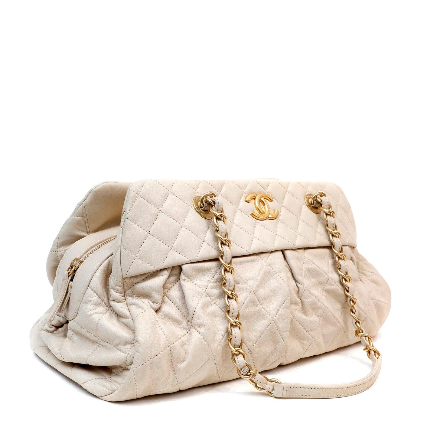 Chanel Beige Quilted Lambskin Day Tote w/ Gold Hardware Rovelle Bags