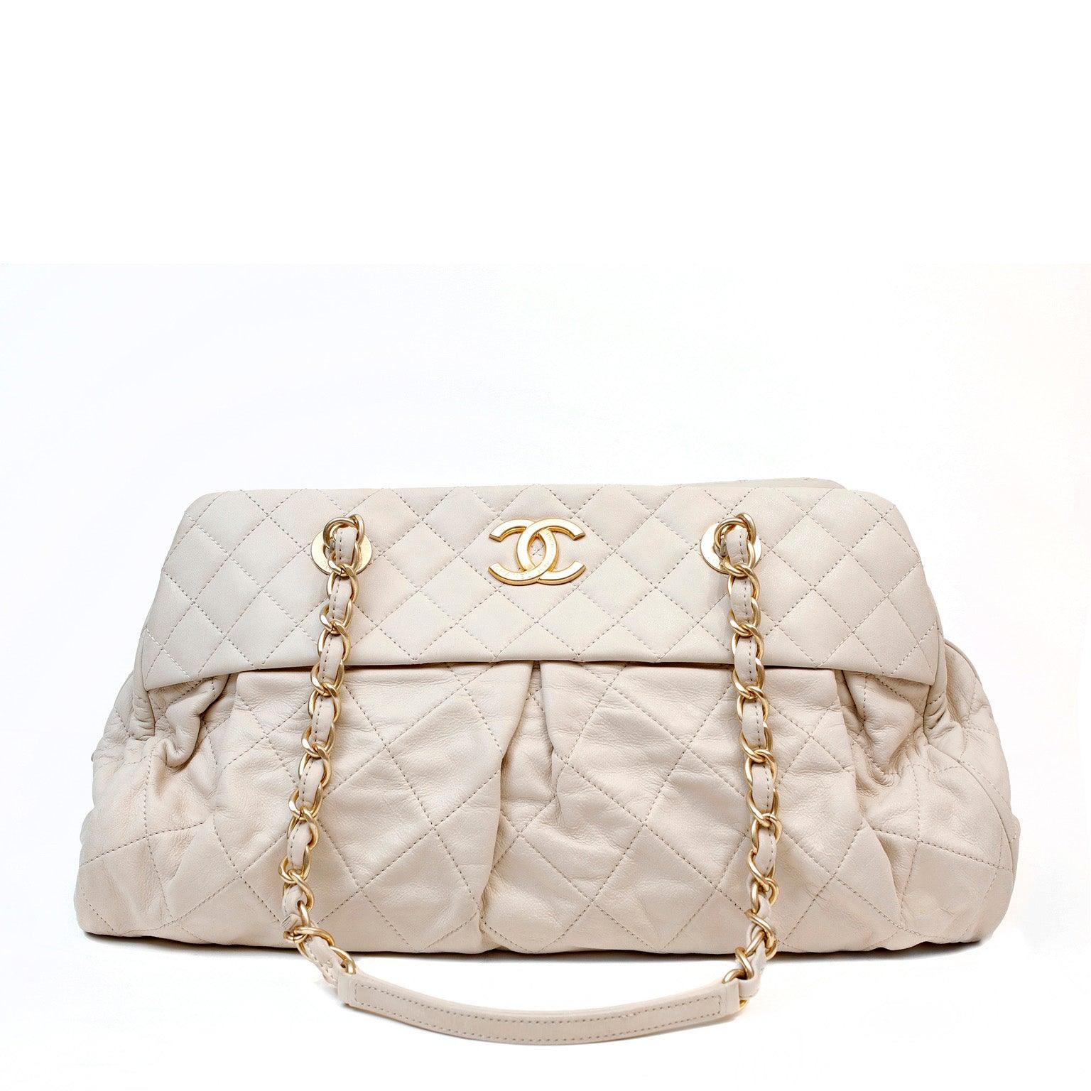 Chanel Beige Quilted Lambskin Day Tote w/ Gold Hardware Rovelle Bags