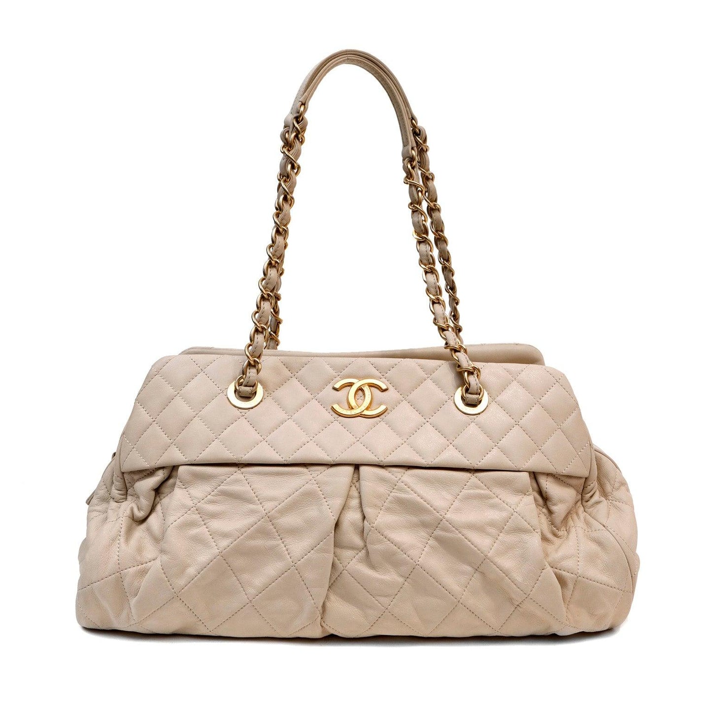 Chanel Beige Quilted Lambskin Day Tote w/ Gold Hardware Rovelle Bags