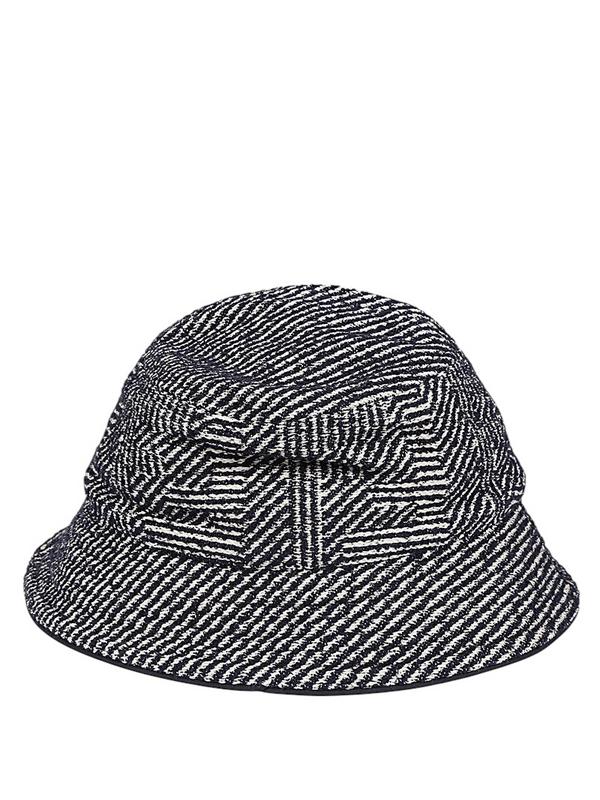 Fendi Navy/White Woven Bucket Hat Rovelle Bags