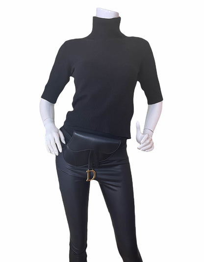 Christian Dior Black Leather Saddle Pouch Belt Bag Rovelle Bags