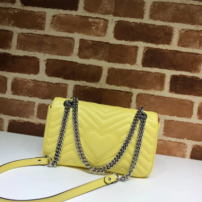 Gucci GG Marmont Matelass茅 Shoulder Bag Yellow