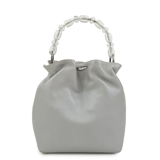 Christian Dior Maris Pearl Leather Hand Bag Silver Gray Rovelle Bags