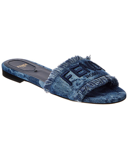 Fendi Sunshine Denim Sandal, 37.5, Blue Rovelle Bags