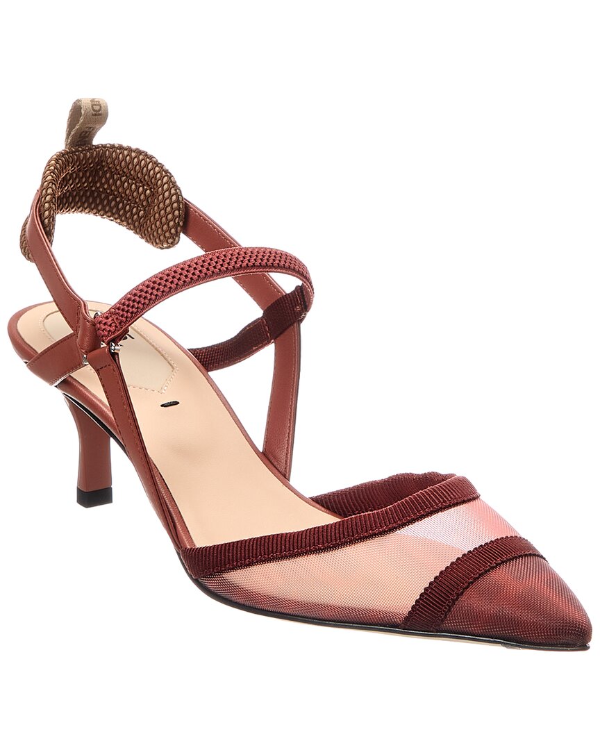 Fendi Colibri Lite Ff Mesh & Leather Slingback Pump Rovelle Bags