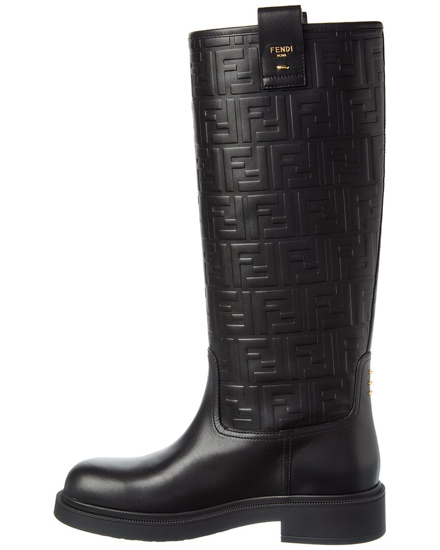 Fendi Filo Ff Leather Knee-High Boot Rovelle Bags