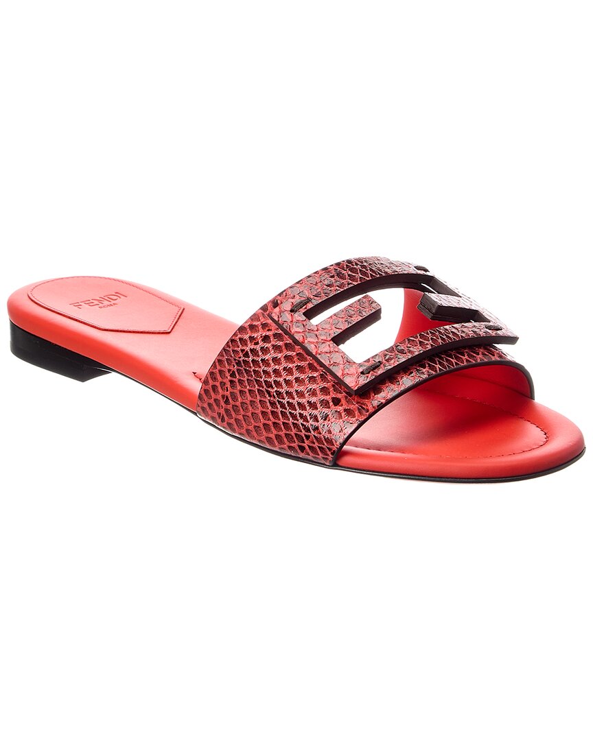 Fendi Baguette Python-Embossed Leather Sandal Rovelle Bags