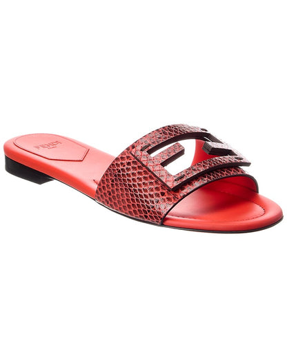 Fendi Baguette Python-Embossed Leather Sandal Rovelle Bags