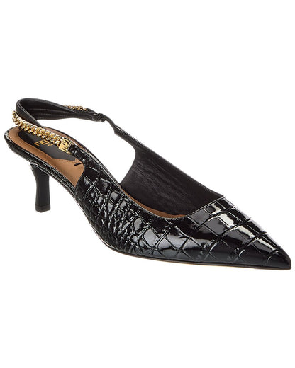 Fendi Colibri Lite Croc-Embossed Patent Slingback Pump Rovelle Bags