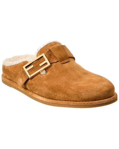 Fendi Feel Suede & Shearling Sabot Rovelle Bags