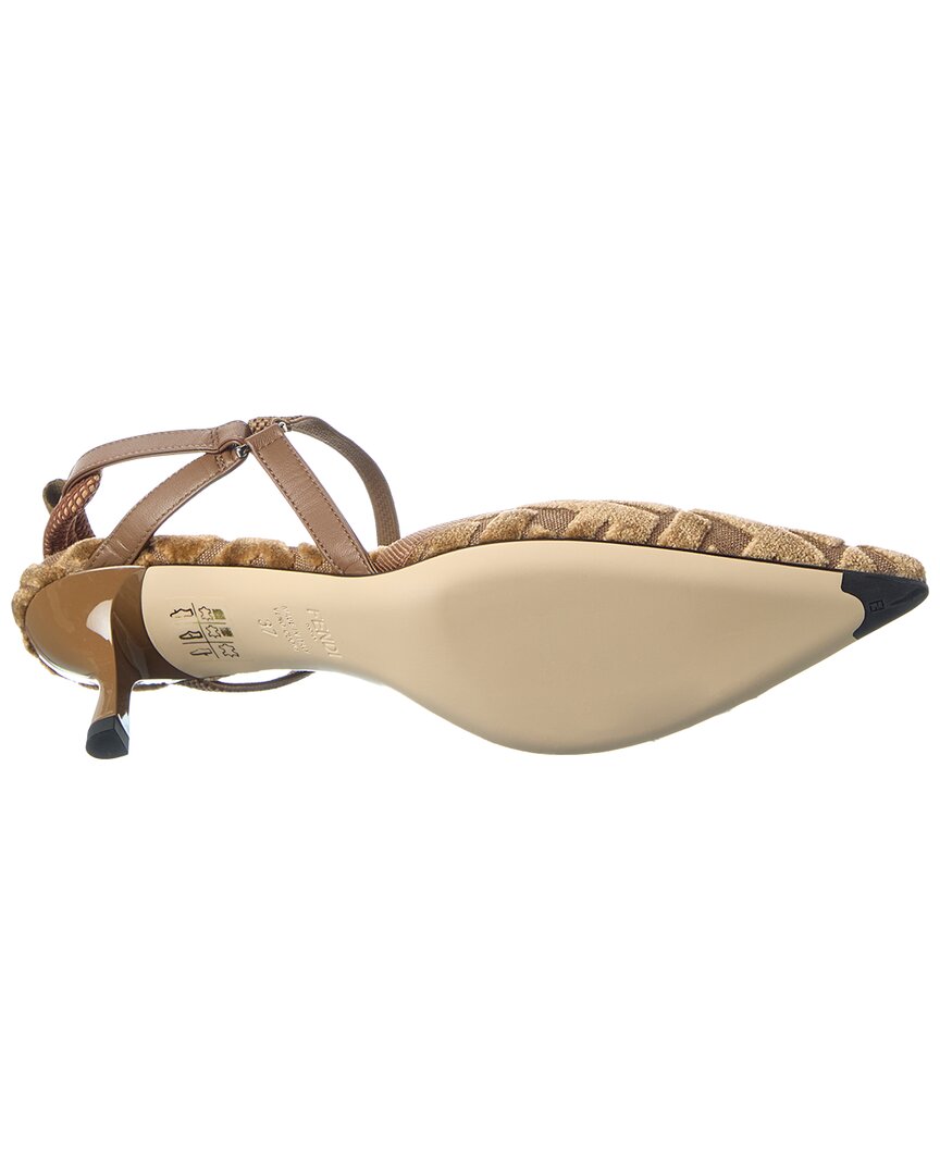 Fendi Colibri Lite Ff Jacquard Velvet Slingback Pump Rovelle Bags