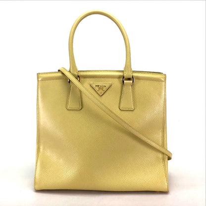 Prada Handbag B2411M Safiano Leather Yellow Shoulder Bag Women Rovelle Bags