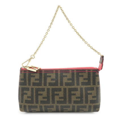 FENDI Zucca Print PVC Chain Accessory Pouch Hand Bag Pink 8BR592 Rovelle Bags