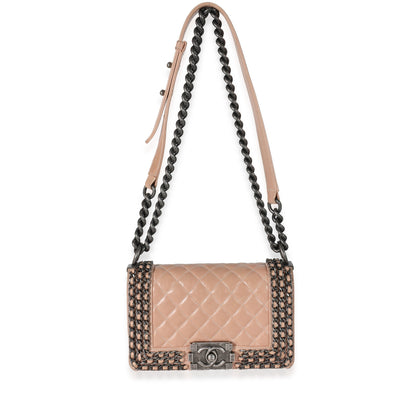 Chanel Beige Glazed Calfskin Enchained Small Boy Bag Rovelle Bags