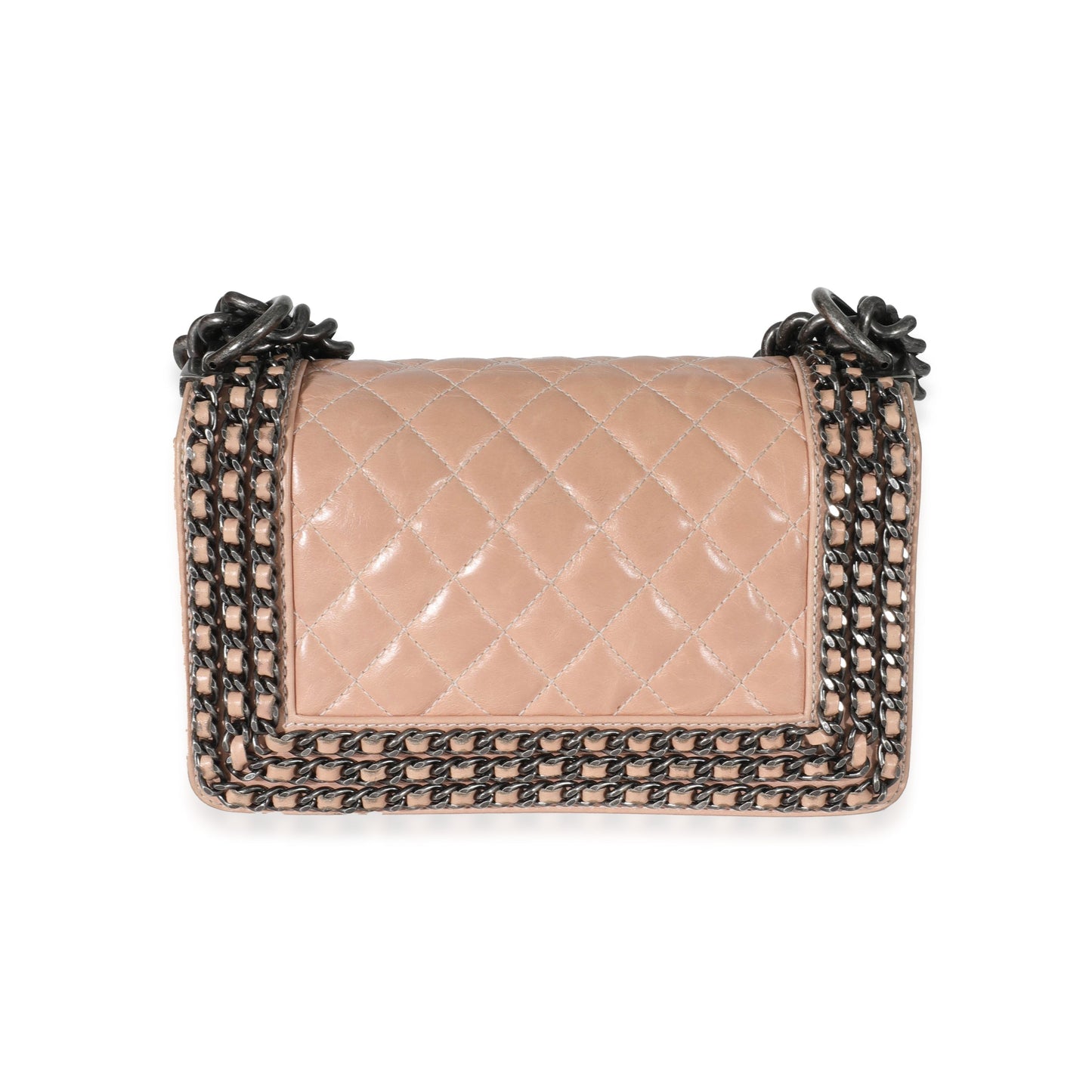 Chanel Beige Glazed Calfskin Enchained Small Boy Bag Rovelle Bags