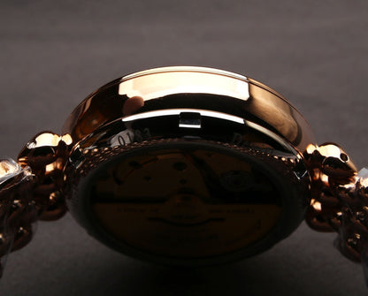DEVILLE PRESTIGE 32MM ROSE GOLD DIAMOND BEZEL MOP DIAL