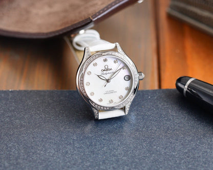 DE VILLE LADYMATIC 31MM DIAMOND BEZEL MOP DIAL