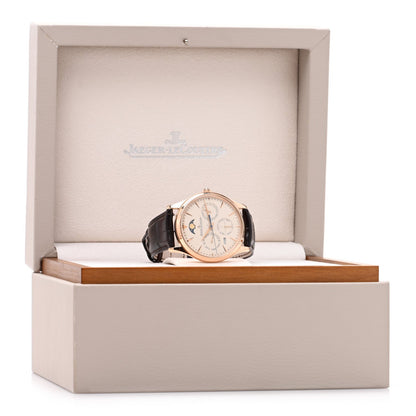 18K Pink Gold Alligator 39mm Master Ultra Thin Perpetual Calendar Automatic Watch Beige Q1303520