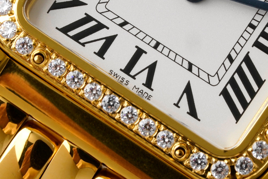 PANTHERE 27MM GOLD CASE DIAMOND BEZEL WHITE DIAL