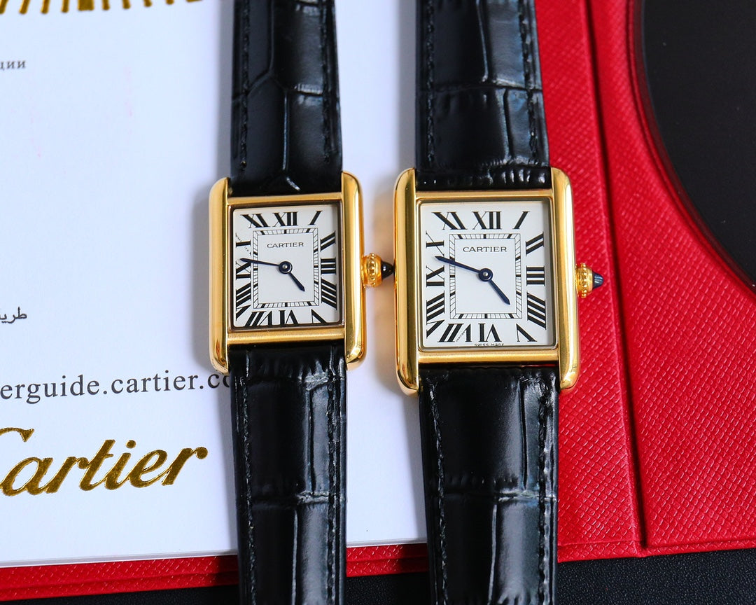 TANK MUST SMALL GOLD LEATHER STRAP WHITE DIAL