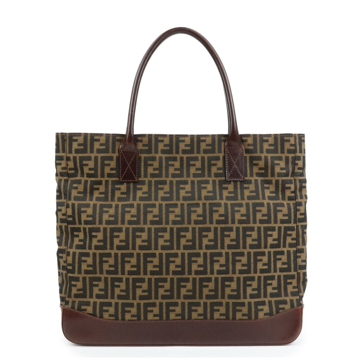 FENDI Zucca Canvas Leather Tote Bag Shoulder Bag Brown 16329 Rovelle Bags