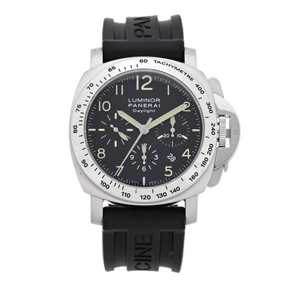 Stainless Steel Rubber 44mm Luminor Daylight Chronograph Automatic Watch Black PAM00250