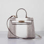 Luxury Hermes Kelly 28Cm Lizard Leather Bag Grey White Gold