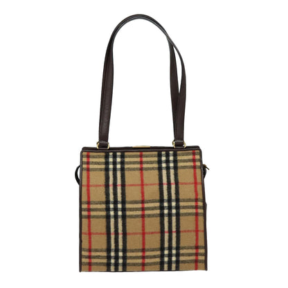 Burberry Nova Check Beige Wool Shoulder Bag ( )
