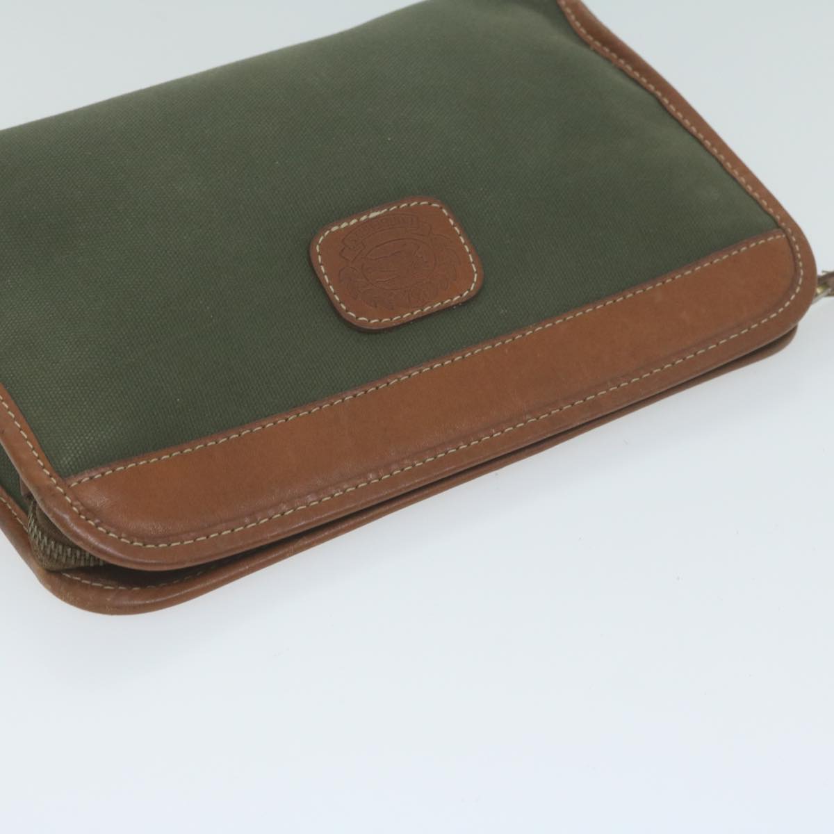 Burberry Brand Canvas Green Clutch Bag