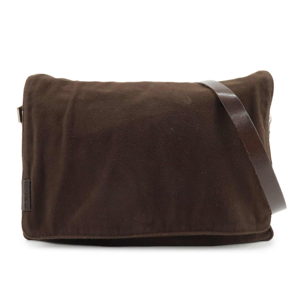 FENDI Wool Leather Shoulder Bag Crossbody Bag Brown 16071 Rovelle Bags