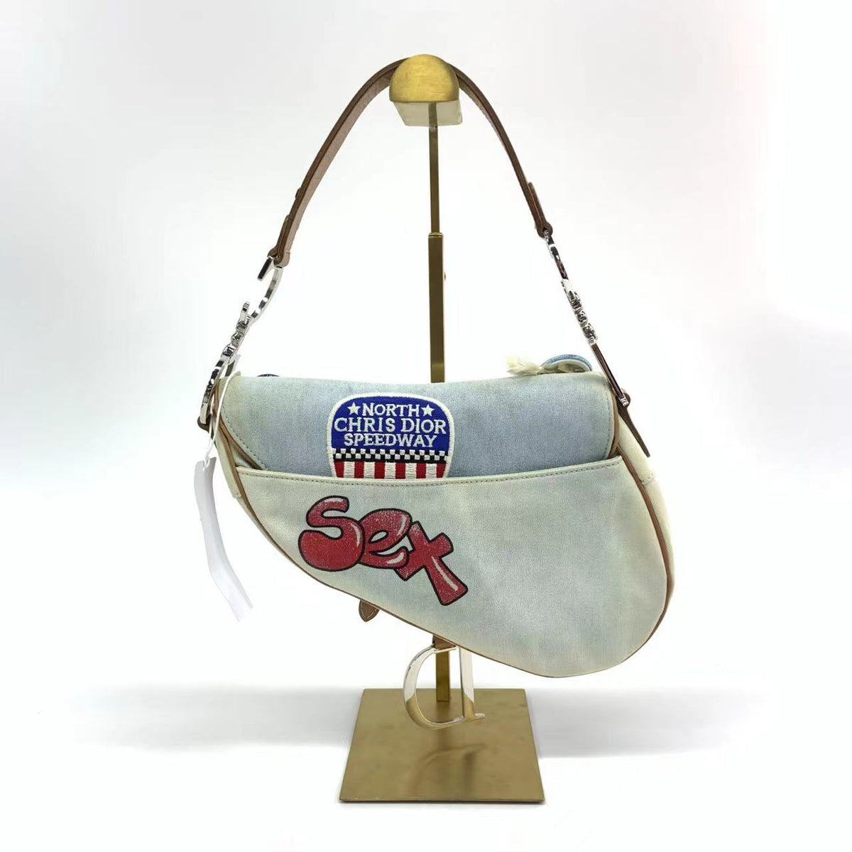 Dior Saddle Bag Miss Diorella in Blue Denim with Badges, Fall-Winter 2001 Rovelle Bags