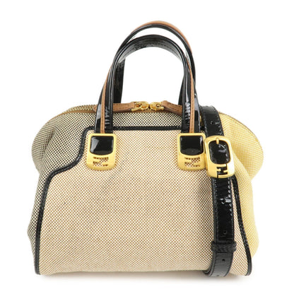FENDI Chameleon Canvas Patent Leather 2Way Hand Bag Beige 8BL117 Rovelle Bags